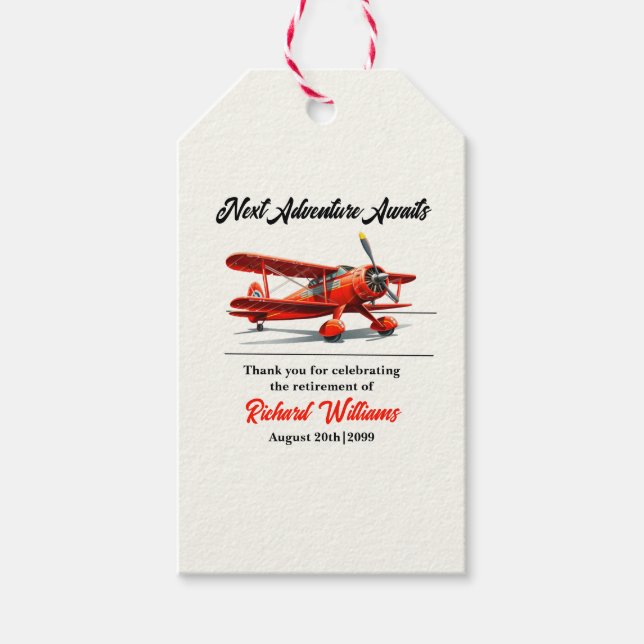 Ruhestandsreisen Themengebiet Party Rotes Flugzeug Geschenkanhänger (Vorderseite)