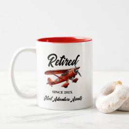 Ruhestandsreisen Themengebiet Party Rotes Flugzeug Zweifarbige Tasse