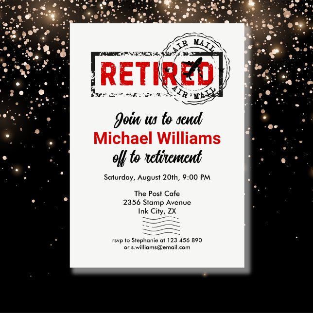 Ruhestandsreiseposten Briefmarke Grunge Einladung (Von Creator hochgeladen)