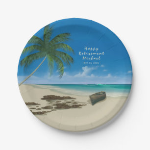 Ruhestandssandy Beach Individuelle Name Papierplat Pappteller
