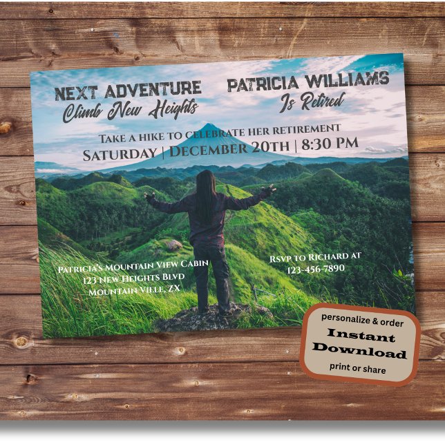 Ruhestandswandern Nächstes Abenteuerkletterhöhen Einladung (Von Creator hochgeladen)