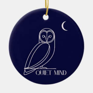 Ruhevolle Eule – Minimalistisches Nacht-Weisheitsd Keramik Ornament
