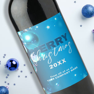 Ruhig Blue Winter Night Corporate Weihnachten Weinetikett