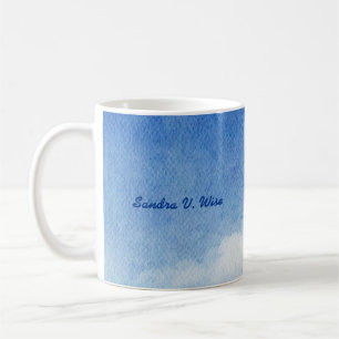 Ruhig Custom Sky Dreams Wasserfarbe Blau & Weiß Kaffeetasse