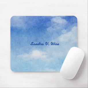 Ruhig Custom Sky Dreams Wasserfarbe Blau & Weiß Mousepad