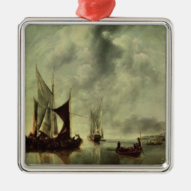 Ruhig oder, Boote nahe der Küste, nach 1651 Silbernes Ornament (Vorne)