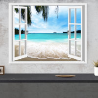 Ruhige 3D-Sicht auf Meer und Strand