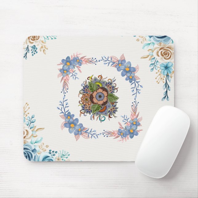 Ruhige Aquarell-Garten – Helles florales Design Mousepad (Mit Mouse)