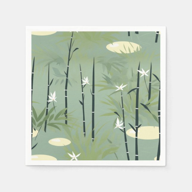 Ruhige Asiatische Bambusblüte  (11) Serviette (Vorderseite)