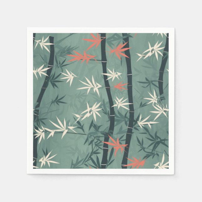 Ruhige Asiatische Bambusblüte  (7) Serviette (Vorderseite)