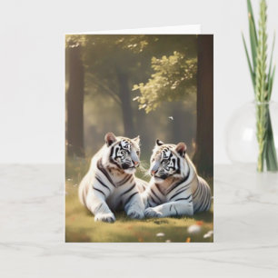 Ruhige Begleiter – Grußkarte Weiße Tiger Karte
