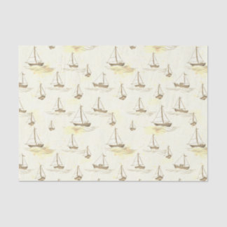 Ruhige beige Segelboote auf Meer Muster Seidenpapier