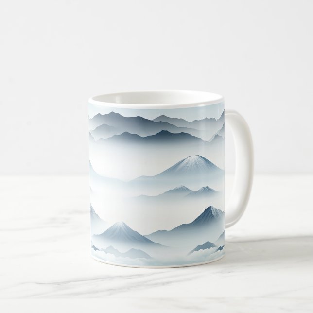 Ruhige Berge Schnee Blau Weiße Szene Kaffeetasse (VorderseiteRechts)