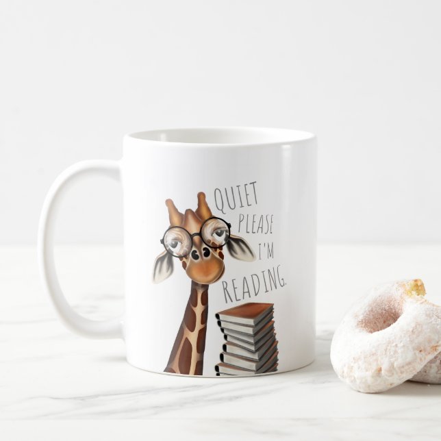 Ruhige bitte, ich lese - Giraffe-Tasse Kaffeetasse (Mit Donut)