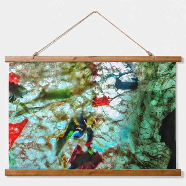 Ruhige blaue abstrakte Holztäfelung, ruhige Lage Wandteppich Mit Holzrahmen (Vorne)