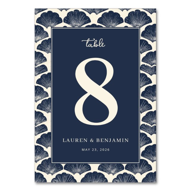 Ruhige Blaue Muschelschale Tischnummer (Vorderseite)