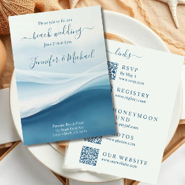 Ruhige blaue Strandhochzeit - Alles in einem Einladung