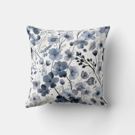 Ruhige Cottagecore Indigo-Blau-Blumenmuster-Design Kissen