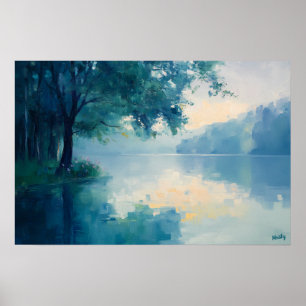Ruhige Fauvistische Seelandschaft am Morgen – Natu Poster