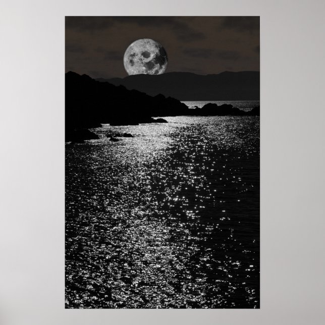 ruhige Felsenkerry-Mondlichtsicht Poster (Vorne)