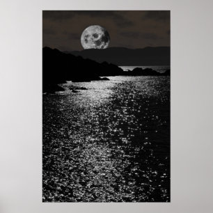ruhige felsige moonlit Nachtansicht Kerry Poster