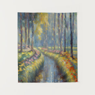Ruhige Flusspfade Impressionistische Landschaft Ku Wandteppich
