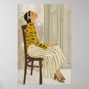 Ruhige Frau-Kunstprint Minimalistisches farbenfroh Poster