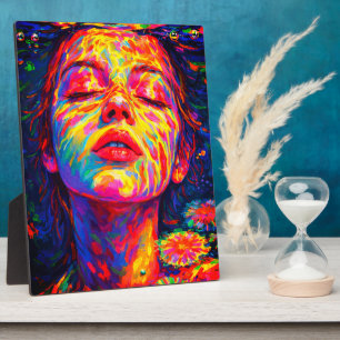Ruhige Frau Unterwasser Regenbogenfarben Impasto Fotoplatte