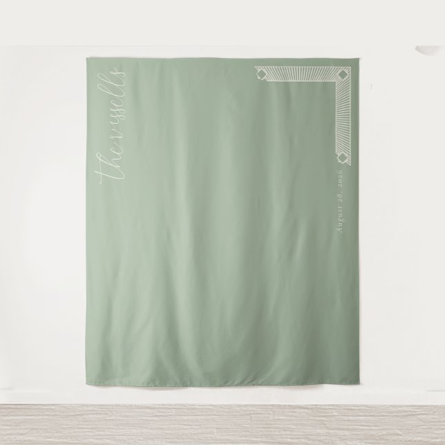 Ruhige geometrische Border Sage Wandteppich (Vorderseite)