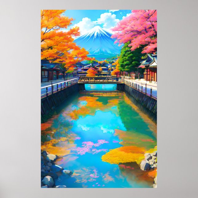 Ruhige Gewässer: Reflektion des Fuji Poster (Vorne)