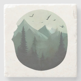 Ruhige Gipfel: Vögel über einer Bergwelt Steinuntersetzer