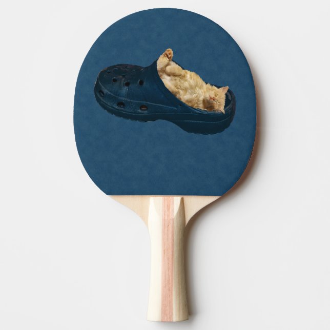 Ruhige Kätzchen Schlafen im Croc Shoe, Paddel Tischtennis Schläger (Vorderseite)