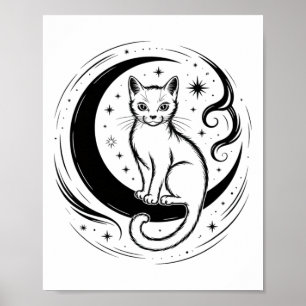 Ruhige Katze Lotusblume Yoga Meditation Enthusiast Poster
