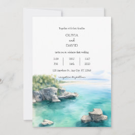 Ruhige Küstenküste Aquamarine Lagune Hochzeit Einladung