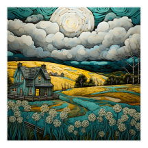 Ruhige Landschaft mit bezauberndem Bauernhaus