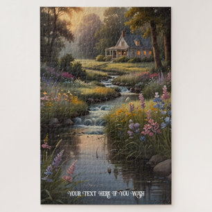 Ruhige Landschaft Retreat Hütte am Fluss Puzzle