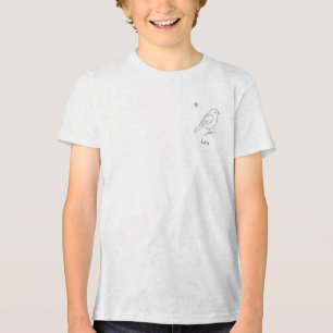 Ruhige Luxus-Linienkunst Vogel Sagegrün Kinder Nam Tri-Blend Shirt