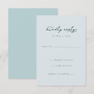 Ruhige Minze und Blaue Minimalistische RSVP Karte
