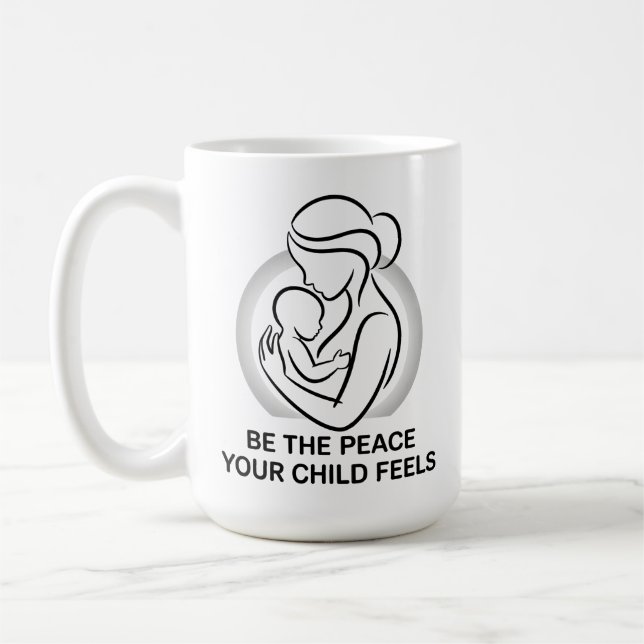 Ruhige Mutter-und-Baby-Minimalist-Mantra Kaffeetasse (Links)