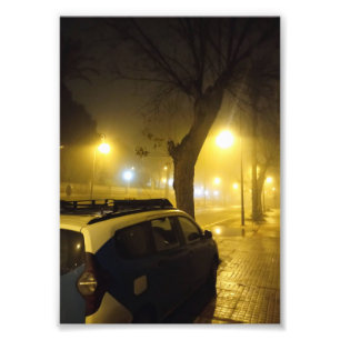 Ruhige Nacht, gehüllt in Nebel Fotodruck