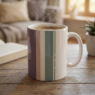 Ruhige neutrale Streifen – Moderne Minimal-Mug Zweifarbige Tasse