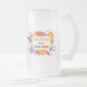 Ruhige Person mit lauter Gedanken blau gelb Mattglas Bierglas