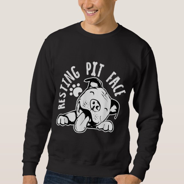 Ruhige Pit Face Funny Dog, Pitbull Meme Bekleidung Sweatshirt (Vorderseite)