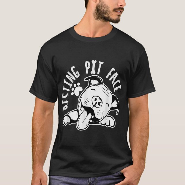 Ruhige Pit Face Funny Dog, Pitbull Meme Bekleidung T-Shirt (Vorderseite)