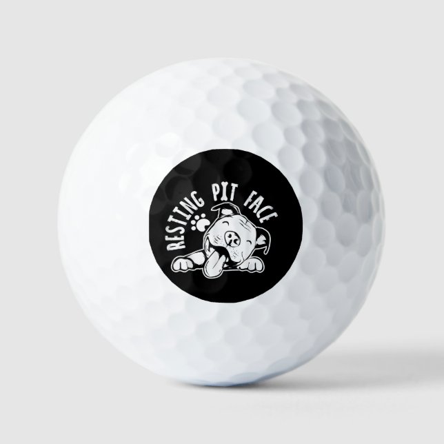 Ruhige Pit Face Funny Dog Pitbull Meme Golfball (Vorderseite)