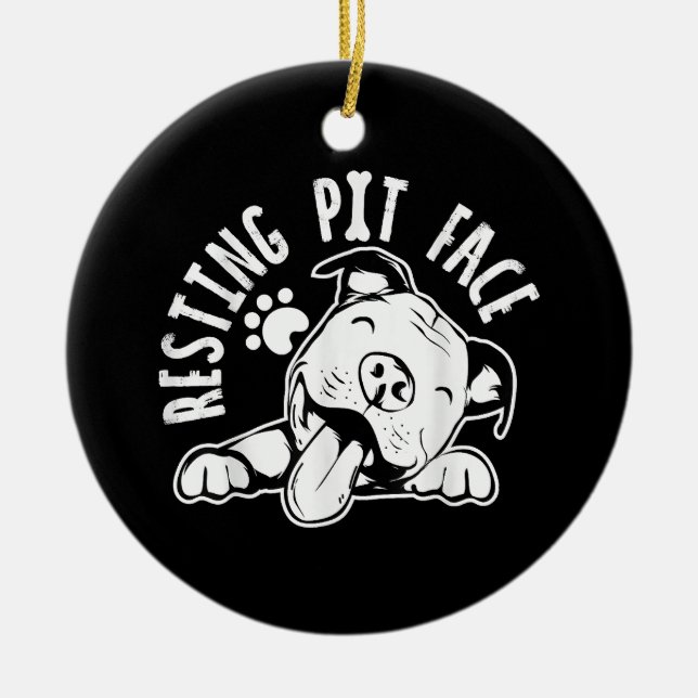 Ruhige Pit Face Funny Dog Pitbull Meme Keramik Ornament (Vorne)