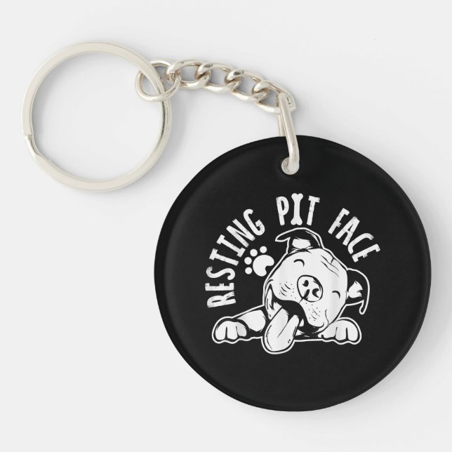 Ruhige Pit Face Funny Dog Pitbull Meme Schlüsselanhänger (Vorderseite)