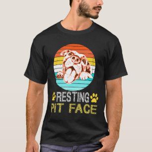 Ruhige Pit Face Funny Pitbull Retro Vintage Hunde T-Shirt