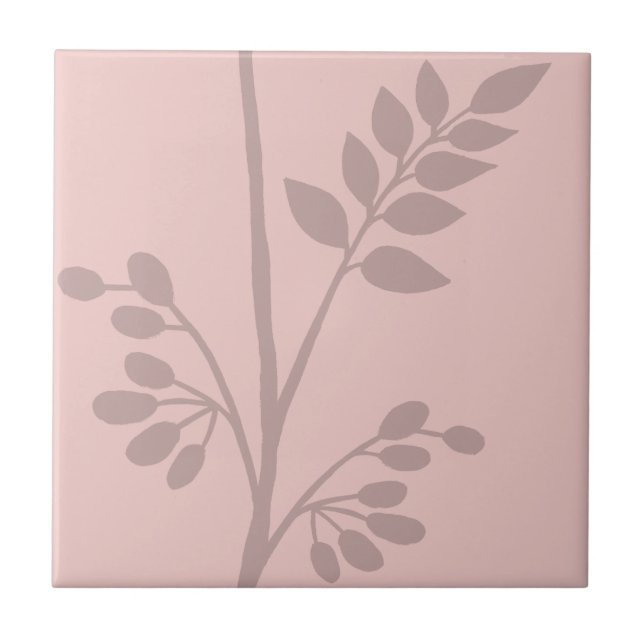 Ruhige Reflektionen des Wachstums L Graue Silhouet Fliese (Vorderseite)