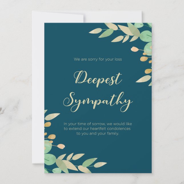 Ruhige Reflektionen Gerahmtes grünes Beileid Einladung (Vorderseite)